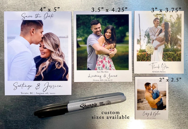 Printed Photo Magnet with Caption for Save the Dates Custom Sizes and Color Options image 3