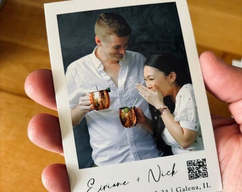 QR Code Photo Magnets with Caption for Save the Dates, Magnet Favors, Wedding Invitation, Custom Printed Magnet Modern Style