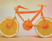 Food Photography - Orange Bicycle - Fine Art Photography Print -Housewarming Gift - Fresh Fruit - Juicy - Home Decor - Kitchen Decor - Print