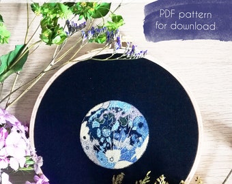 PDF for Moon hand embroidery pattern, for download