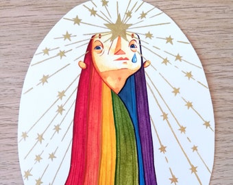 Rainbow imperator, original painting // The Rainbow Empress, original illustration//