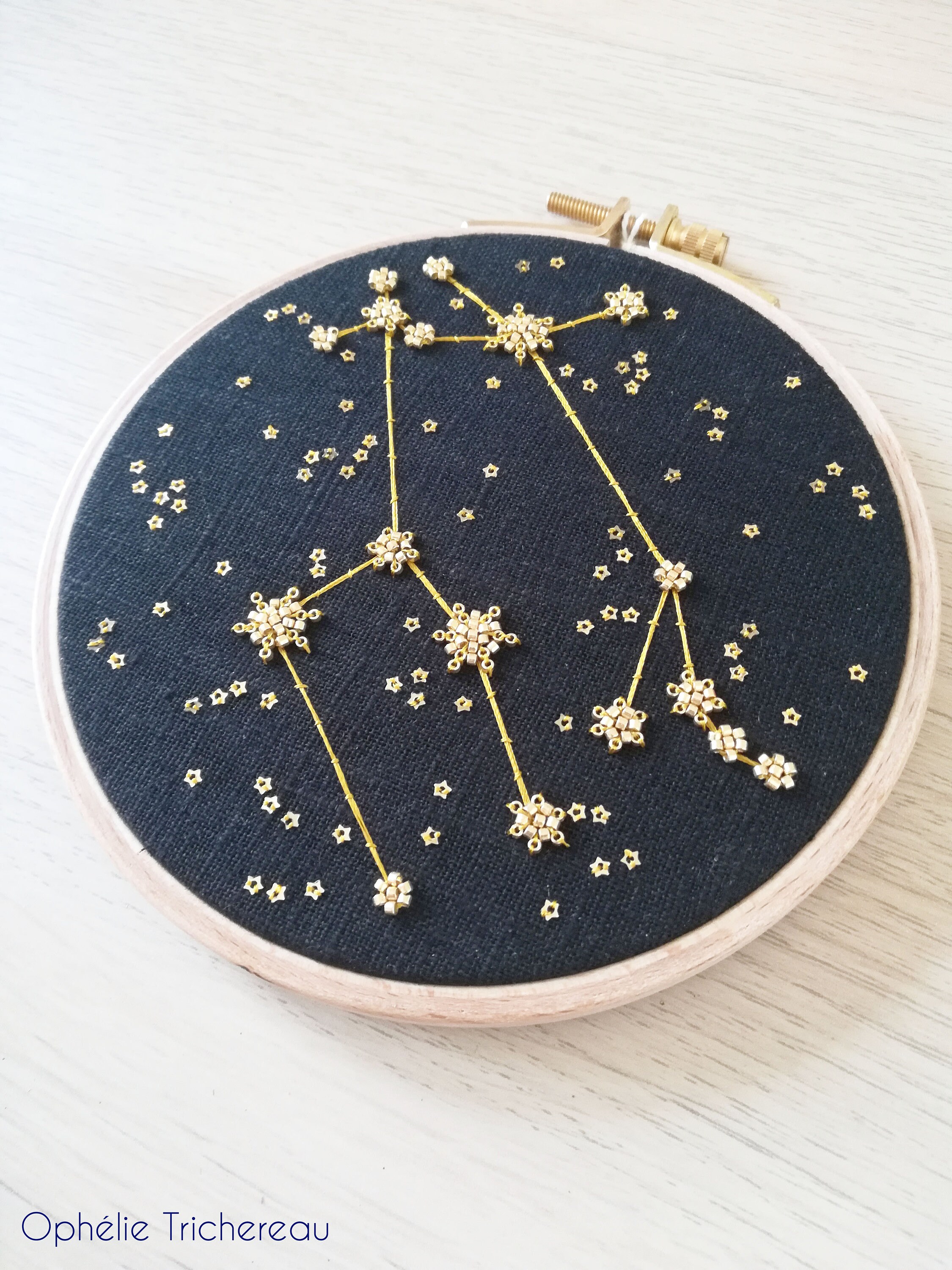 Gemini hand embroidery constellation of the zodiac artwork Etsy