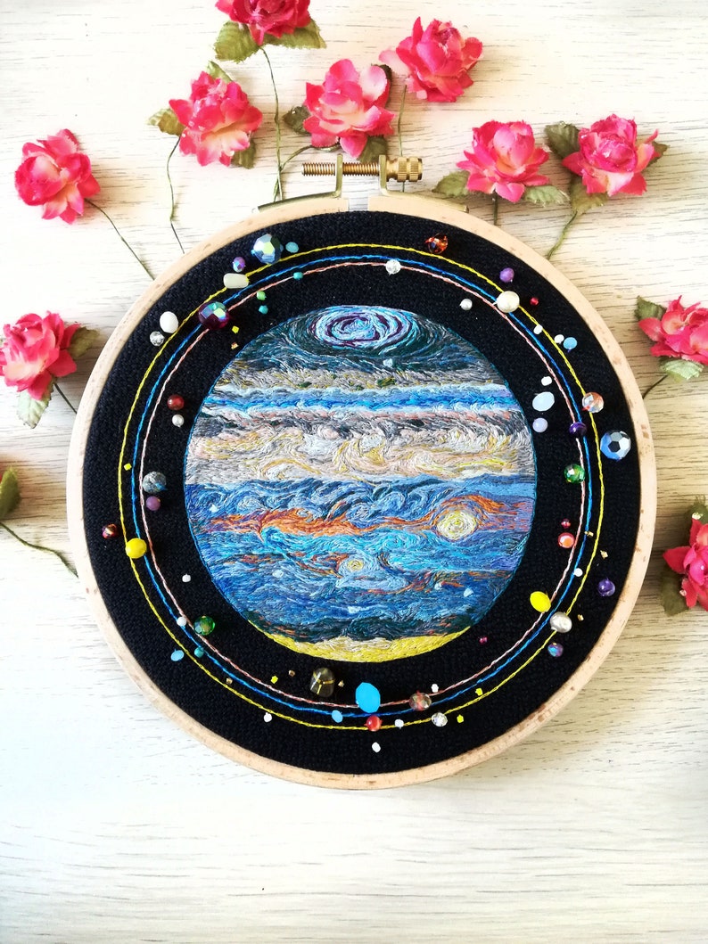 Art embroidery Jupiter //Embroidery Jupiter// Etsy