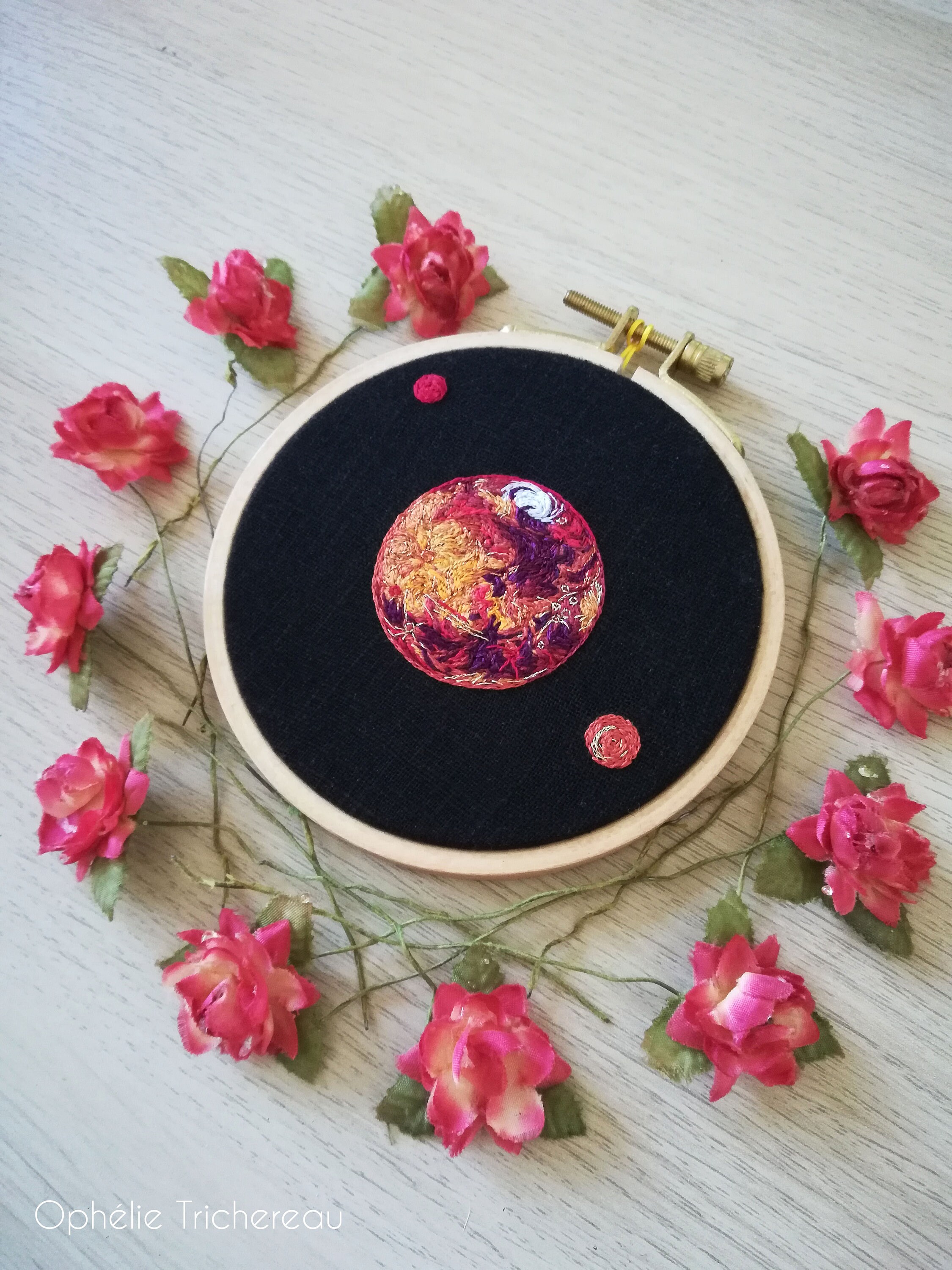 Mars Planet Hand Embroidery Planete Mars Broderie A La Etsy