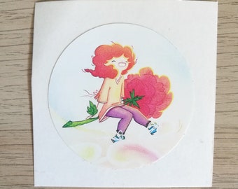 Rose broom, little witch, sticker