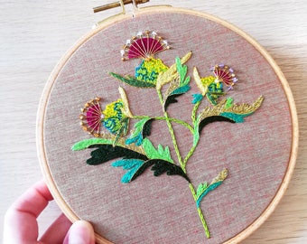 Royal thistles, hand embroidery