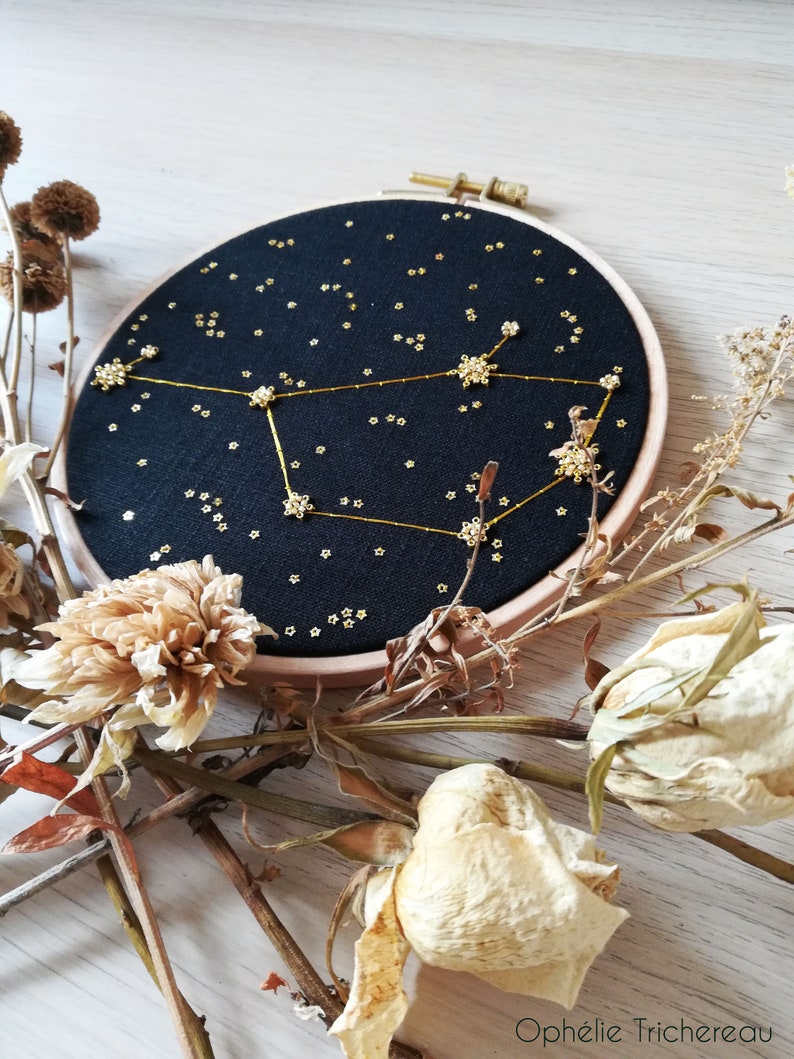 The Pleaides, hand embroidery, constellation of the zodiac artwork image 6