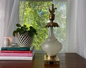 Vintage Greek Key Brass Opalescent Glass Table Lamp