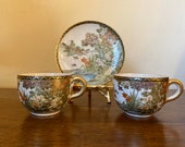 Antique Meiji Satsuma Cup Saucer Set 3 Piece