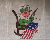Vintage Bucilla Betsy Ross American Flag Needlepoint Painted Canvas