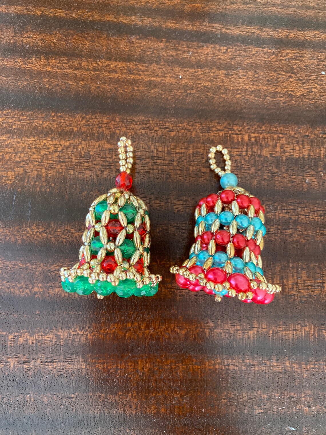 Vintage Fancy Beaded Bell Christmas Ornaments a Pair Etsy