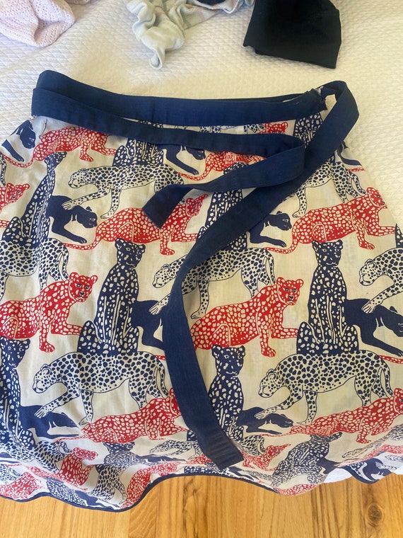 Vintage Red White and Blue Leopard Skirt - image 1