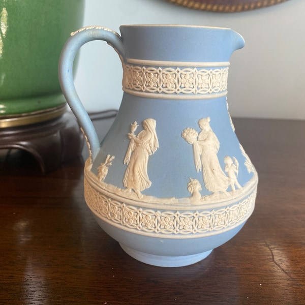 Wedgwood Light Blue Dip Jasperware Etruscan Pitcher