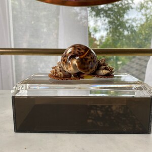 Vintage Grey Smoky Lucite Shell Box image 3