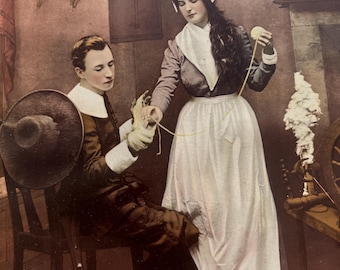 Werbung von Priscilla und John Alden Mayflower Joseph Hoover Farbdruck c 1903