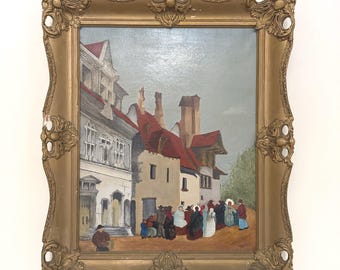 19世紀フランス印象派の街並みを描いた油絵、21インチ×25インチ - Etsy