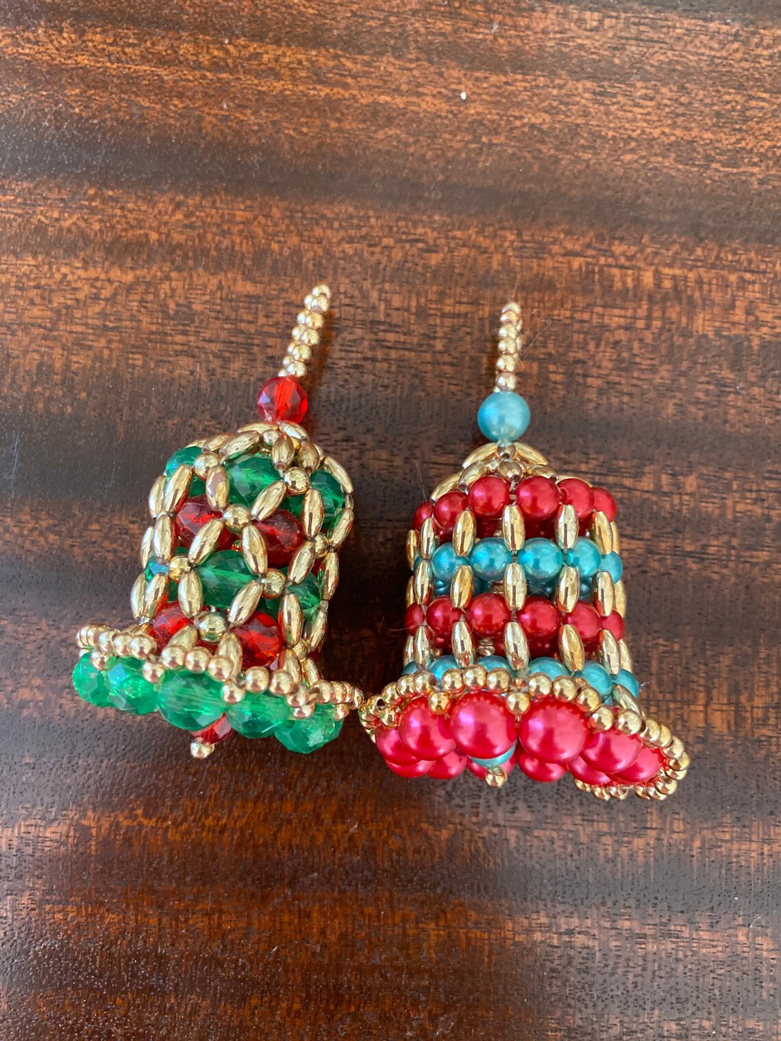 Vintage Fancy Beaded Bell Christmas Ornaments a Pair Etsy