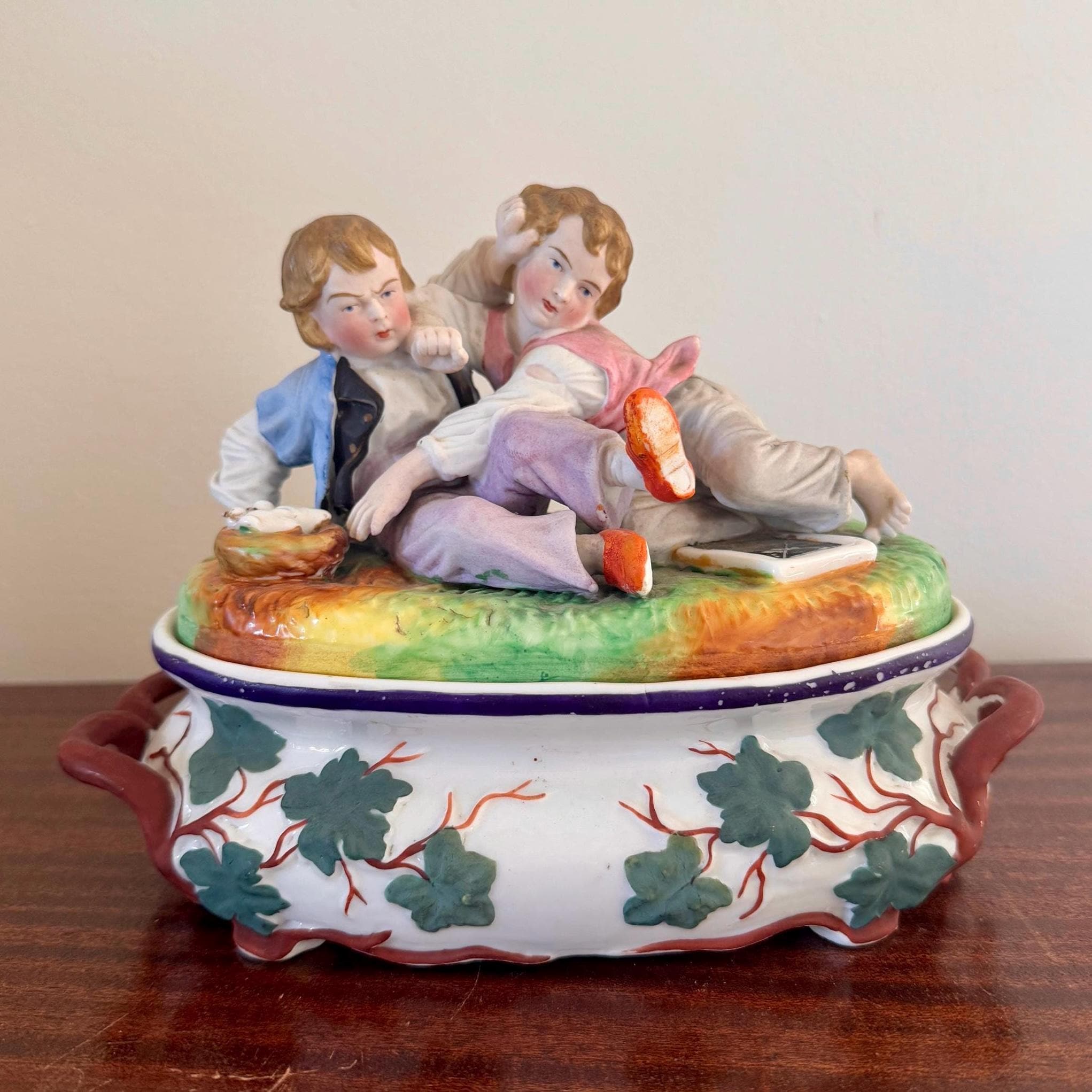 19世紀の少年像、素焼き磁器箱 - Etsy 日本