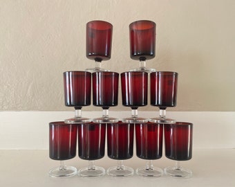Red Luminarc Cordial Glasses Set of 11