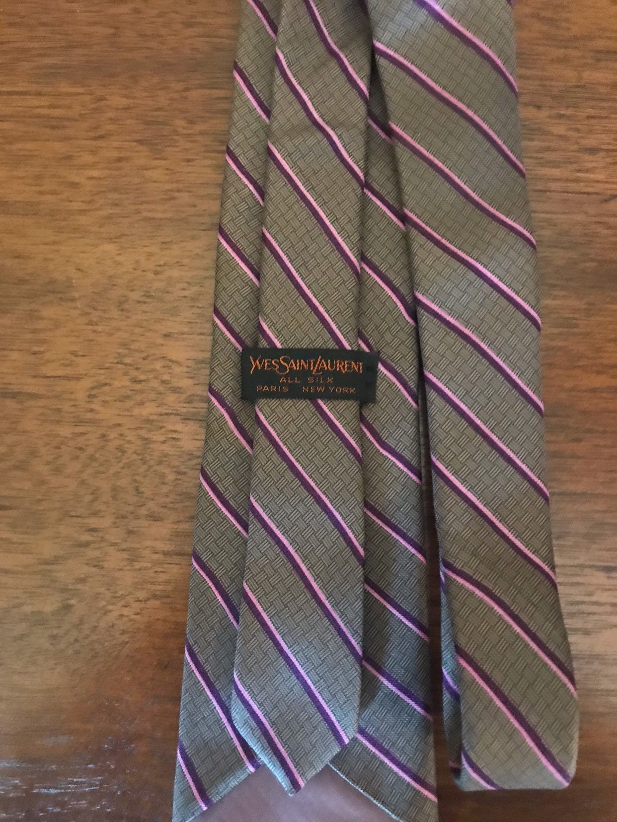 Vintage Yves Saint Laurent Pink Purple Stripe Silk Necktie | Etsy