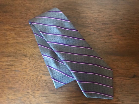 Vintage Yves Saint Laurent Pink Purple Stripe Silk Necktie | Etsy