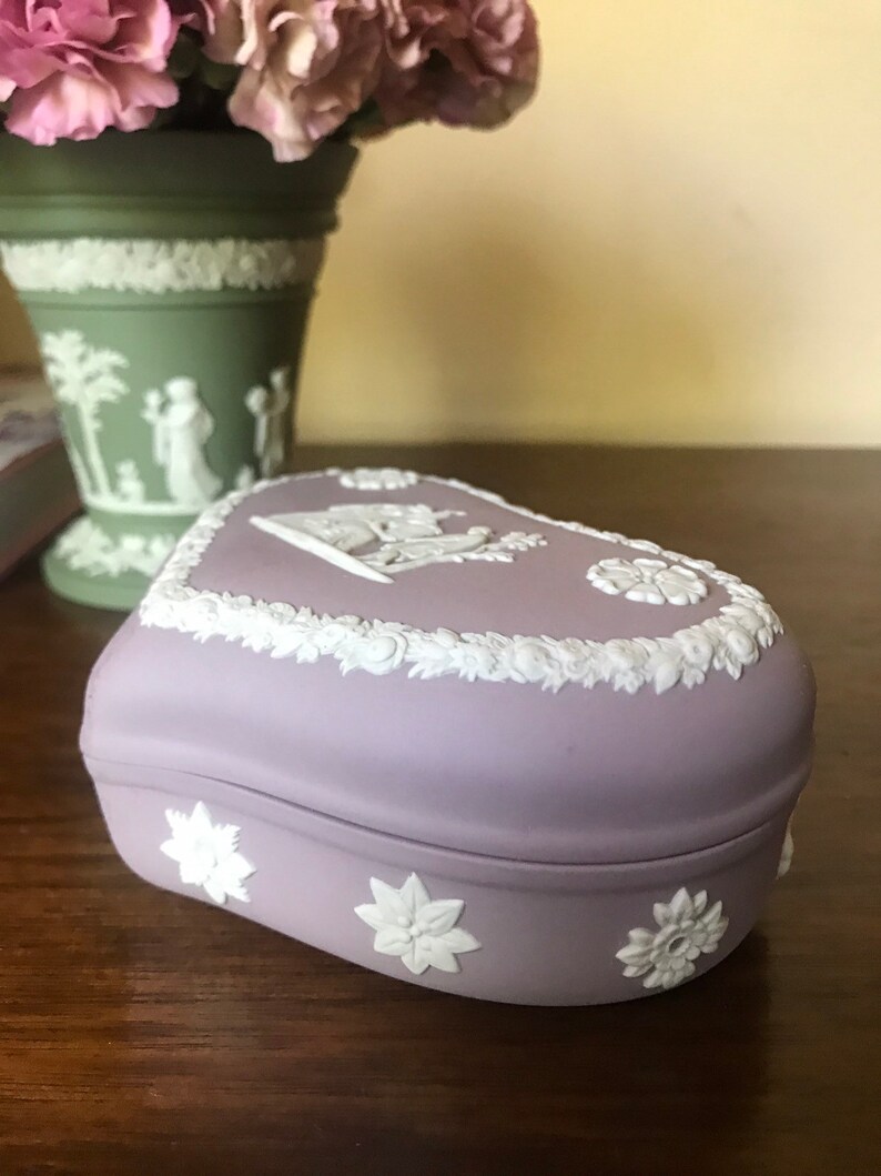Wedgwood Lilac Jasperware Heart Bonbon Circa 1980s