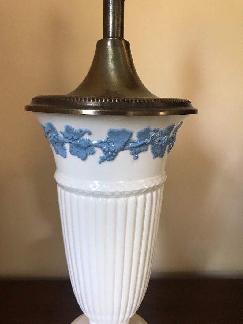 Vintage Wedgwood Blue on Cream Queensware Vase Table Lamp Etsy