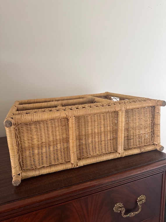 ヴィンテージ　3段ラック　ウィッカー　ラタン家具 ヴィンテージ ナチュラル ウィッカー ラタン 壁掛け 3段 収納ラック