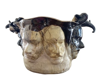 Brutalist Heads Studio Pottery Hanging Planter