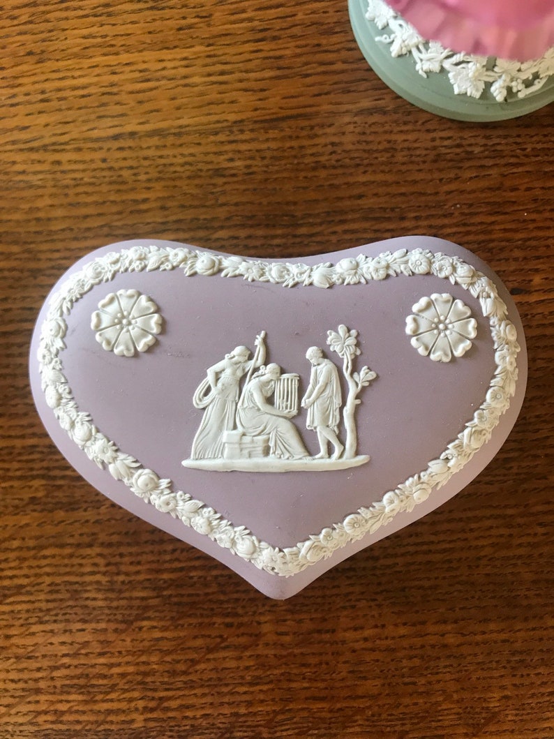Wedgwood Lilac Jasperware Heart Bonbon Circa 1980s