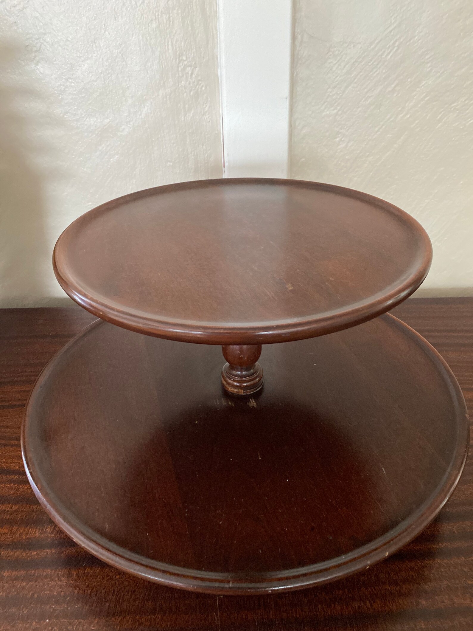 Style Mahogany Two Tiered Lazy Susan Etsy