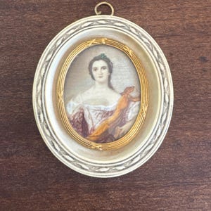 Antique French Female Miniature Portrait Painting