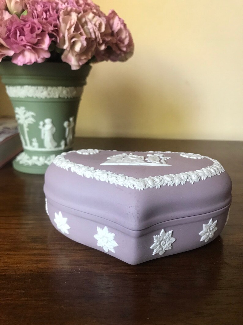 Wedgwood Lilac Jasperware Heart Bonbon Circa 1980s