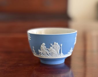 ヴィンテージ ウェッジウッド ブルー ジャスパーウェア 蓋付きシュガー