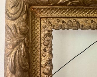19th Century Louis XIV  Hand Carved Wood Picture Frame Ornate Gilt 21 X 25