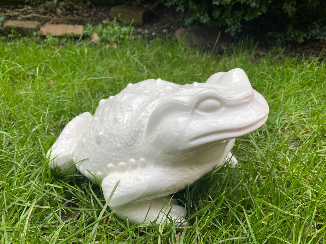 Vintage Arnels White Ceramic Frog Statue Etsy