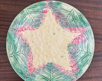 Antieke Etruskische bloemkoolster Majolica 9 inch bord