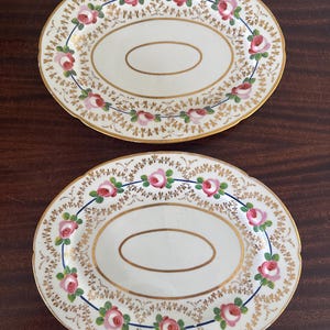 Early Coalport Porcelain Pink Rose Porcelain Platters a Pair c 1815