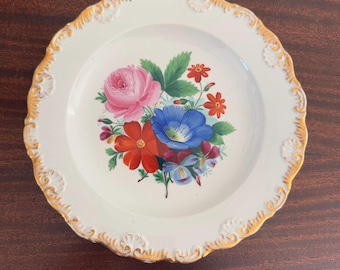 マイセン コバルトブルーと白の花柄アクセント F152 プレート 9 1/4