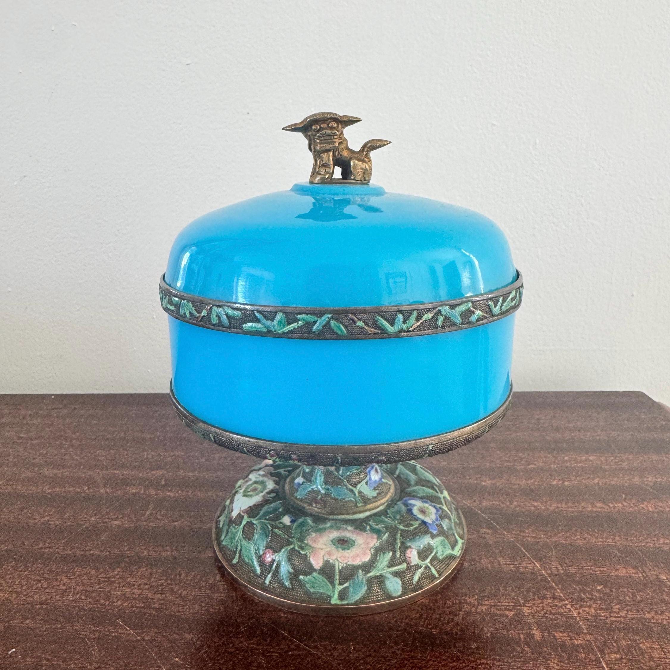 Antique French Apothecary Blue Glass Jar - Etsy