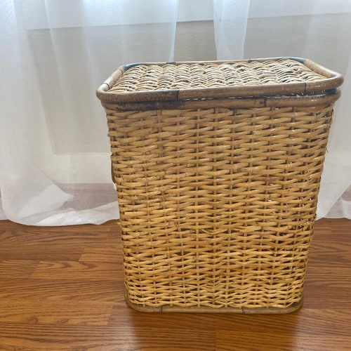 Vintage Faux Bamboo Rattan Hamper good