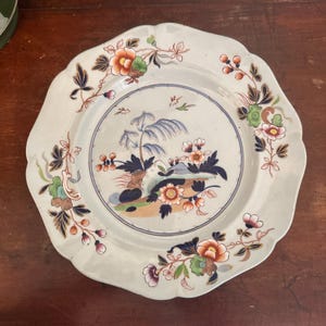 Antico piatto inglese John Ridgway Imperial Stone China 1835-1840 dipinto a mano