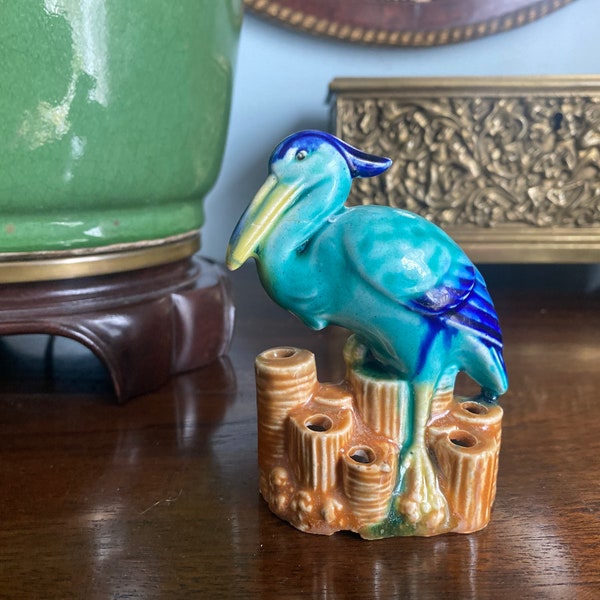 Chinese Turquoise Polychrome Heron Crane Figurine