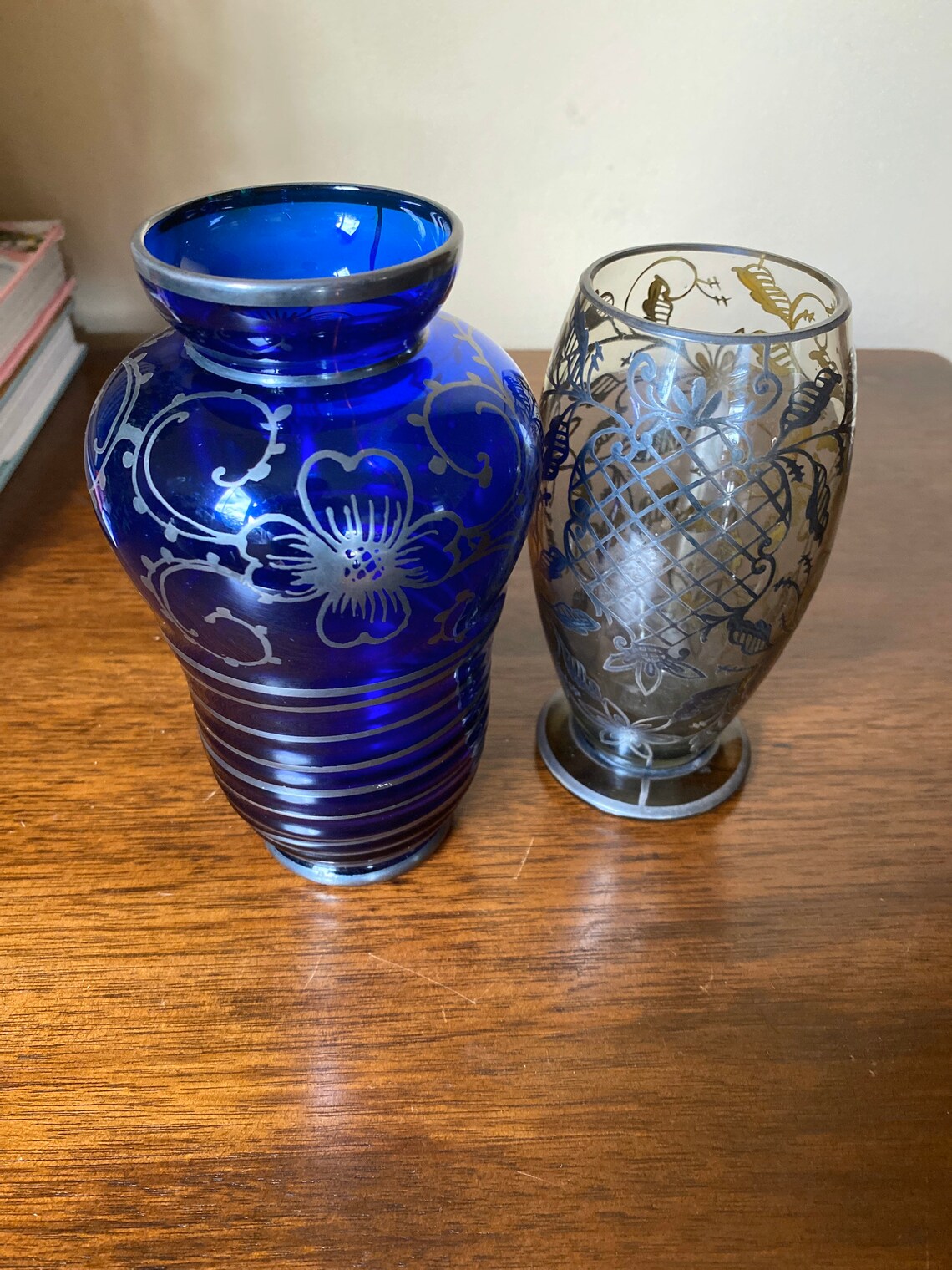 Vintage Cobalt Blue Ribbed Art Glass Vase Etsy