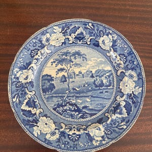 Early 19th Century Adams Blenheim Palace Blue Transferware Staffordshire Plate