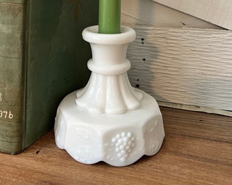 Vintage Milk Glass Candlestick Holder