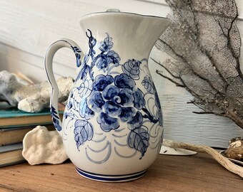 Adorable Vintage Ceramic Floral Pitcher or Vase