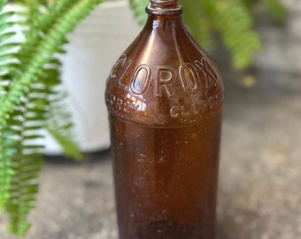 Antique Amber Embossed Clorox Bottle