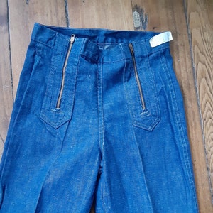 hayes 2 zipper vintage pant deadstock denim jean USA men 25x32 26x34 27x34 28x34 29x34 31x34 34x34 hi rise bellbottom 1970 cotton prewashed