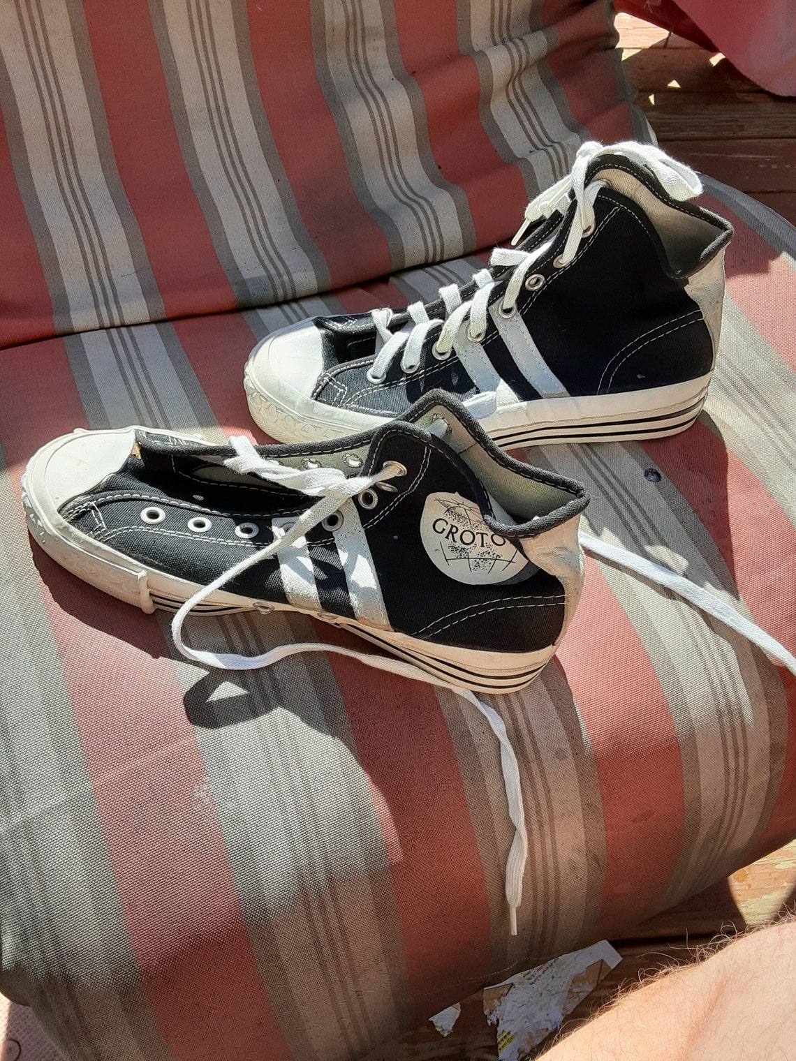 Canvas vintage deadstock sneaker shoe 1950 hi top basketball women 5 made usa wear t shirt jean pant coat jacket, foto 4 di 5